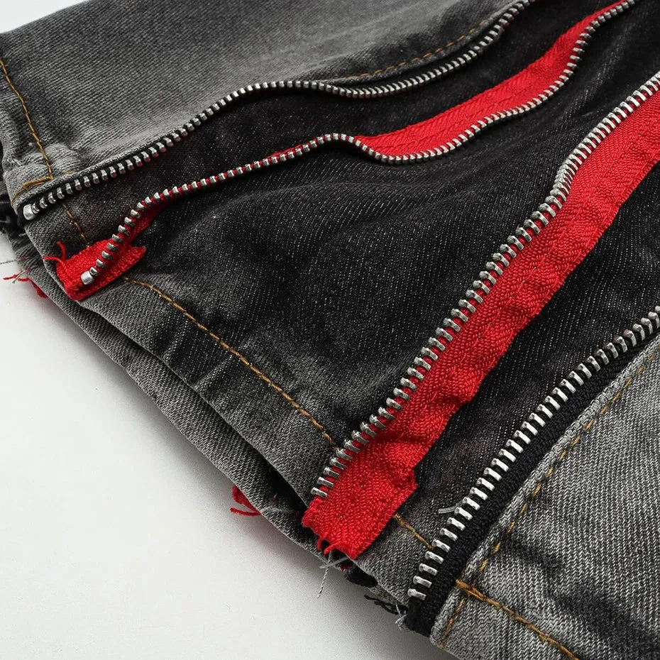 Double Zip Denim Shorts
