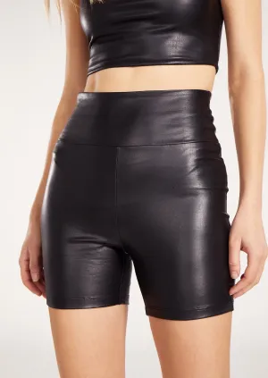 faux leather bike shorts
