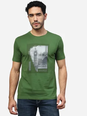 Green Printed Slim Fit T-Shirt | Greenfibre