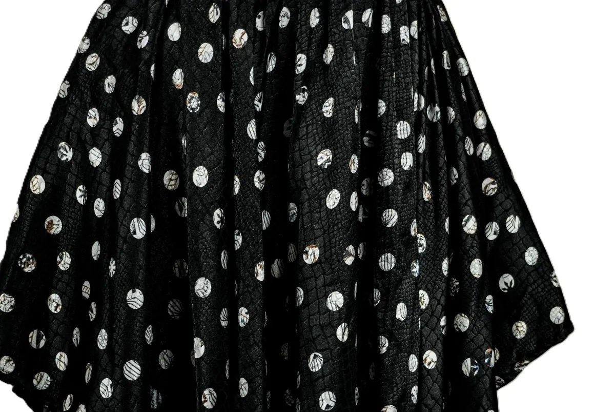 Handkerchief Hem Black Polka Dot Skirt  Boho Chic Style by Smooth Visage
