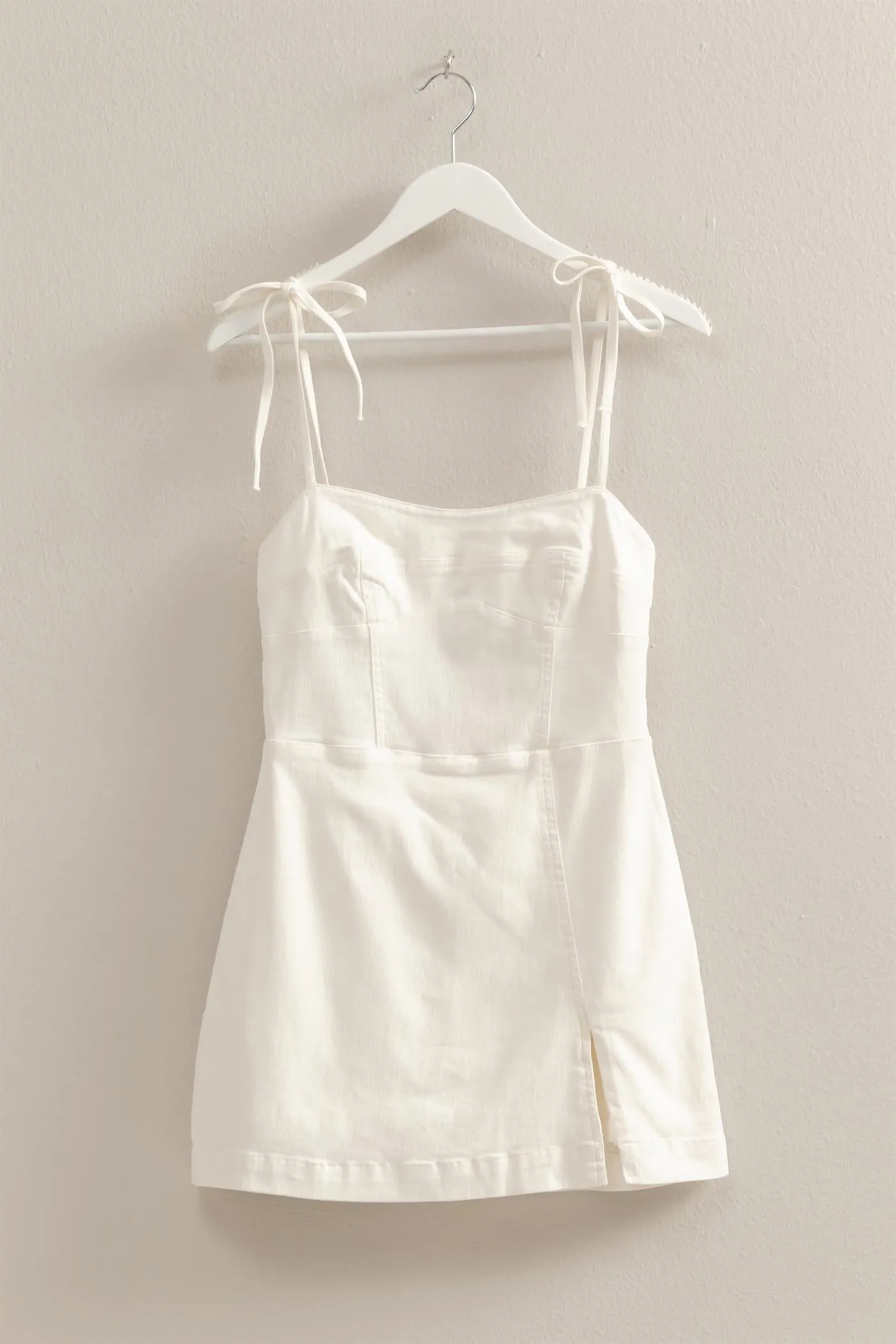 HF25E003-Washed Denim  Self-Tie Strap Romper