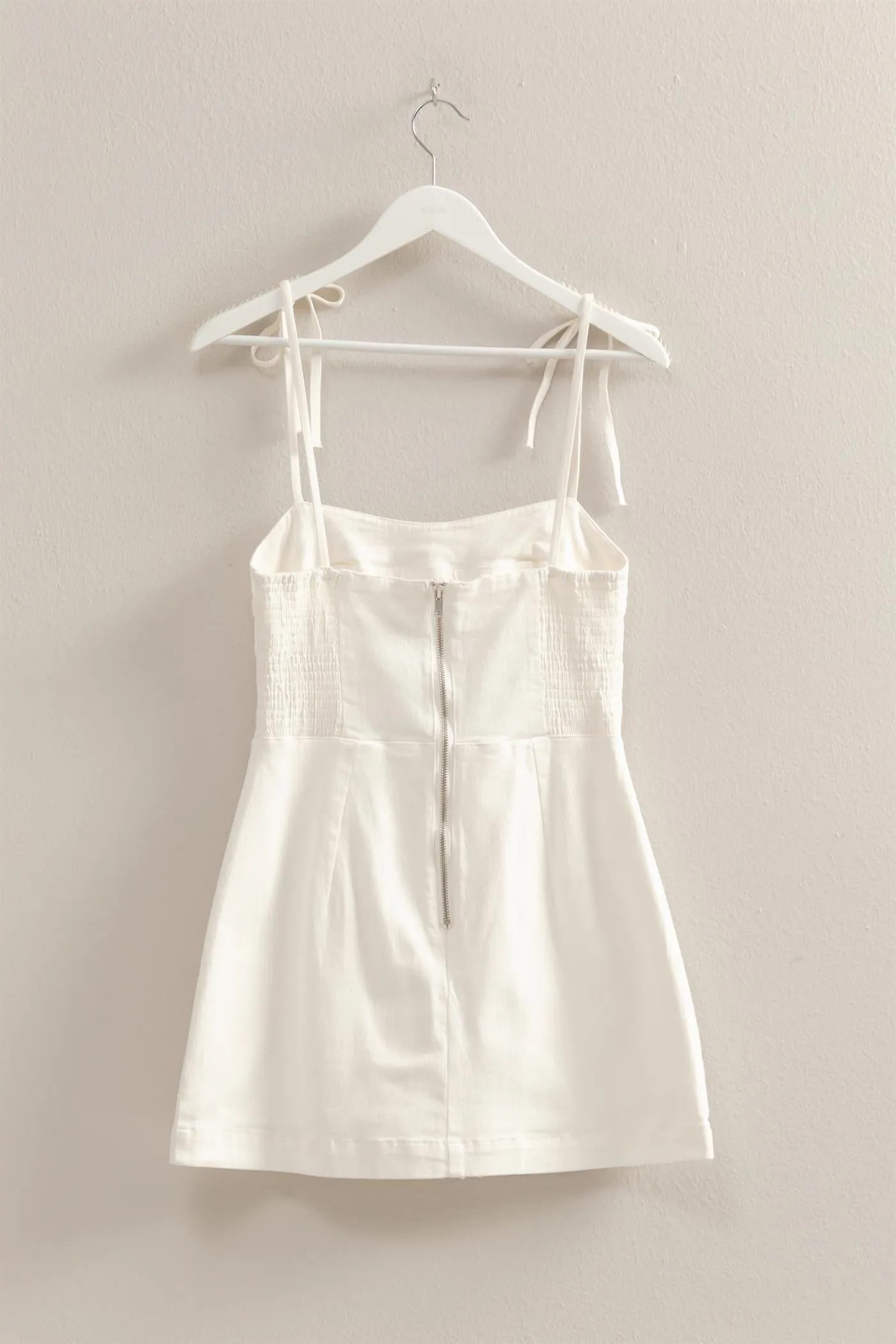 HF25E003-Washed Denim  Self-Tie Strap Romper