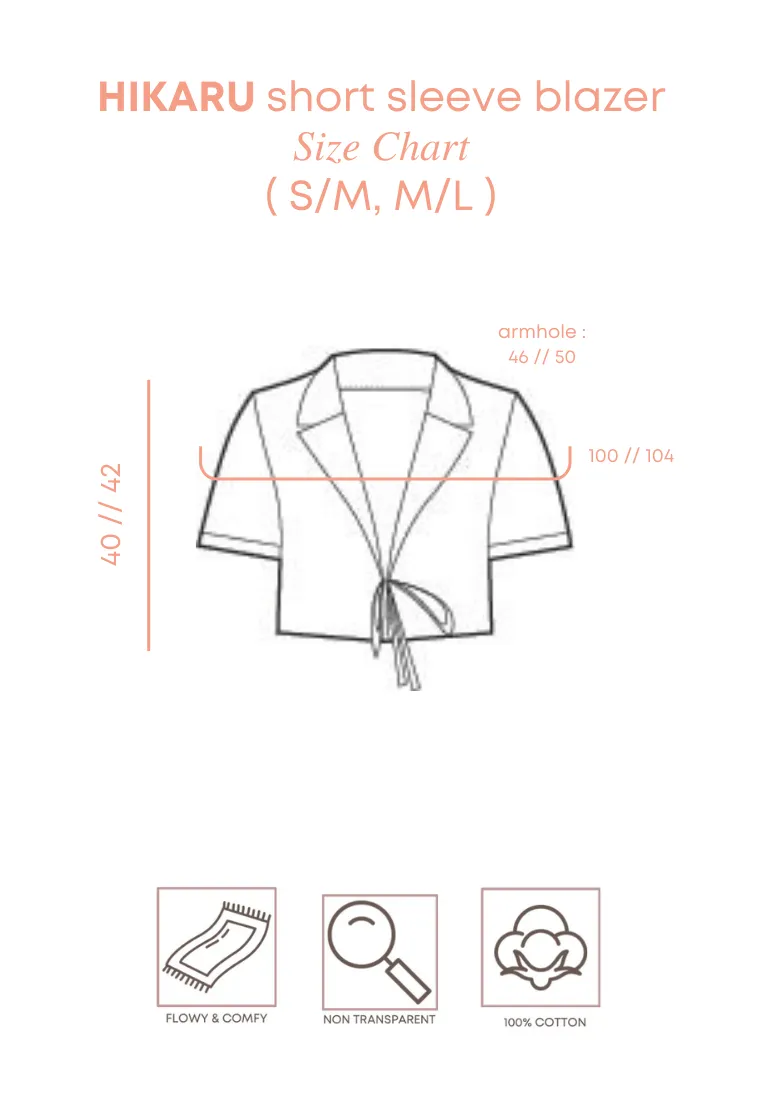 HIKARU Ribbon Short Sleeve Blazer - Light Cream