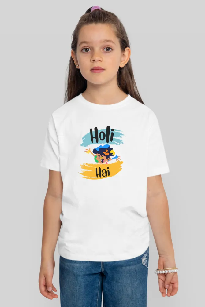 Holi Hai Printed T-shirt for girl