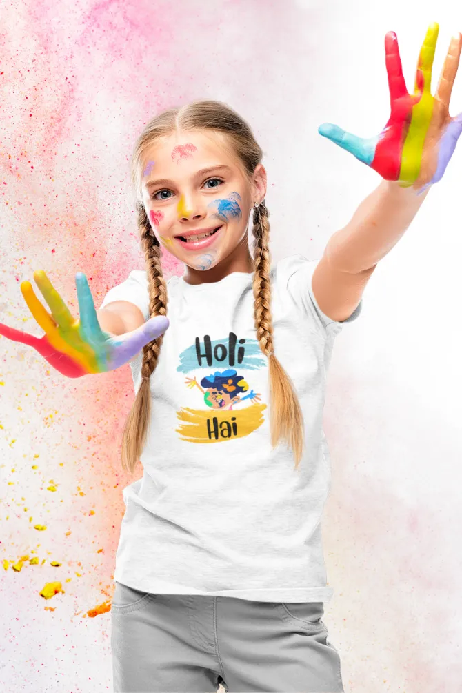 Holi Hai Printed T-shirt for girl