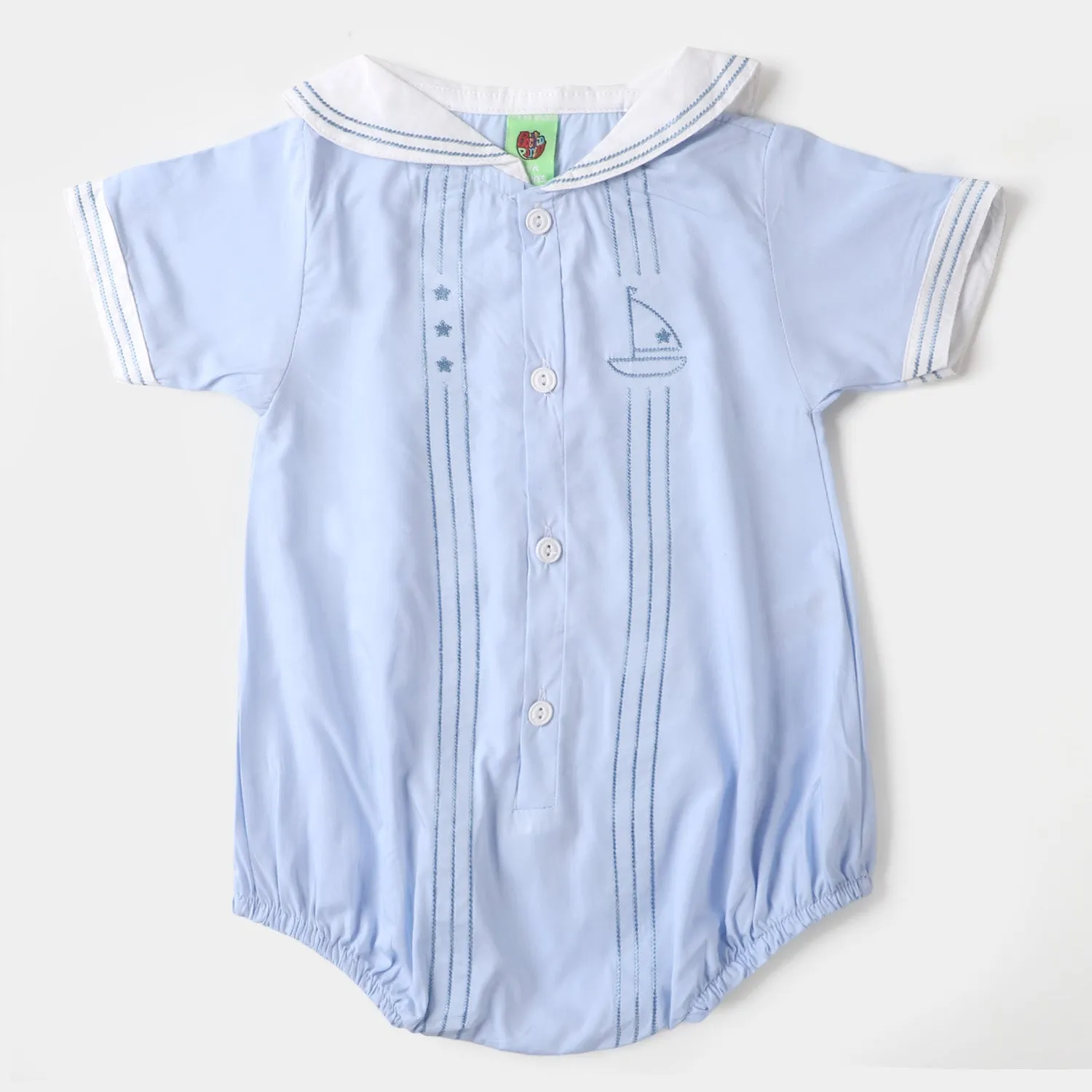 Infant Boys Woven Romper Stars - SKY BLUE