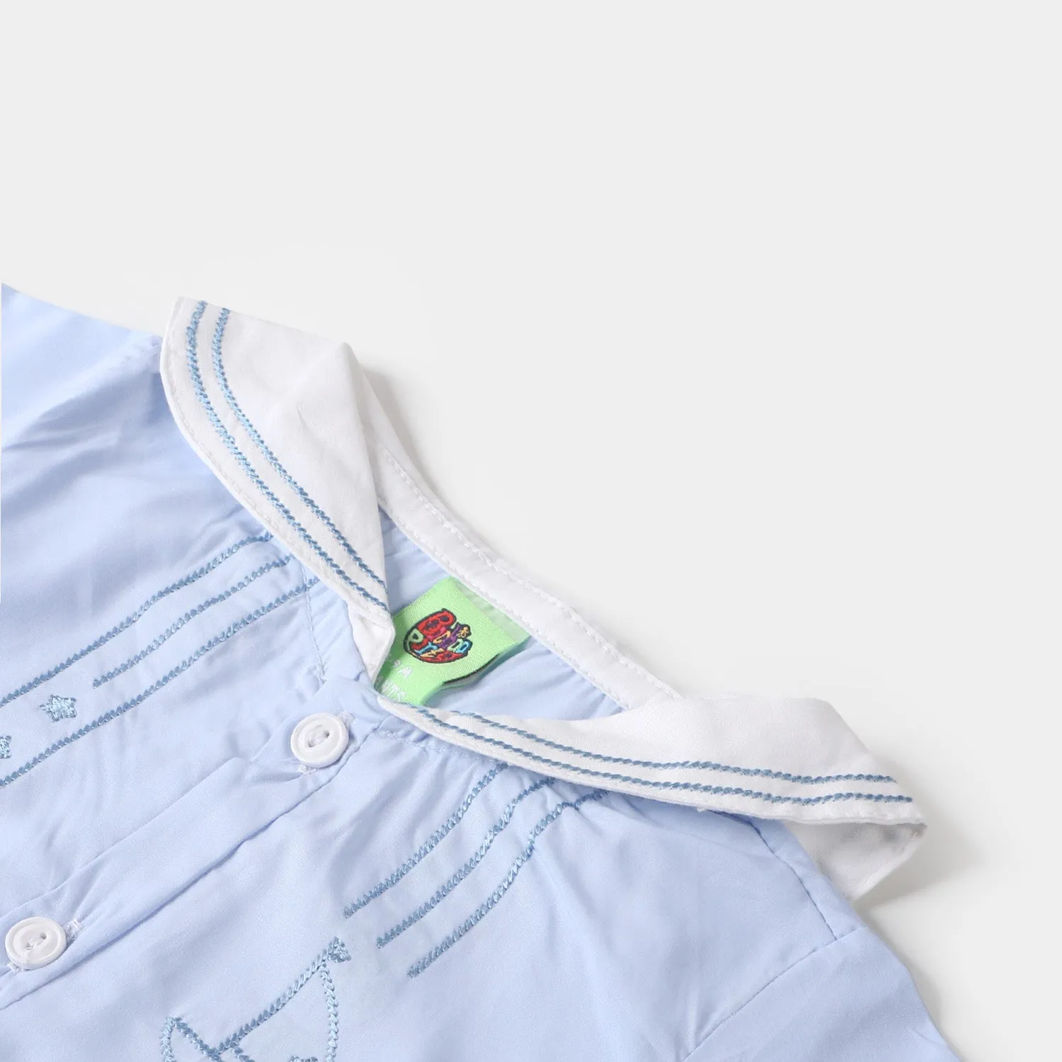 Infant Boys Woven Romper Stars - SKY BLUE