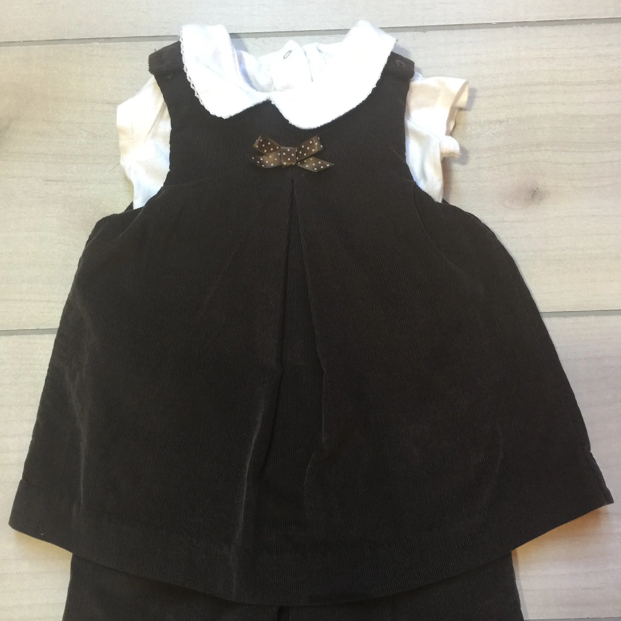 Jacadi Brown Brushed Velour Romper & Blouse