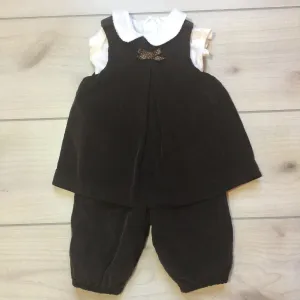 Jacadi Brown Brushed Velour Romper & Blouse