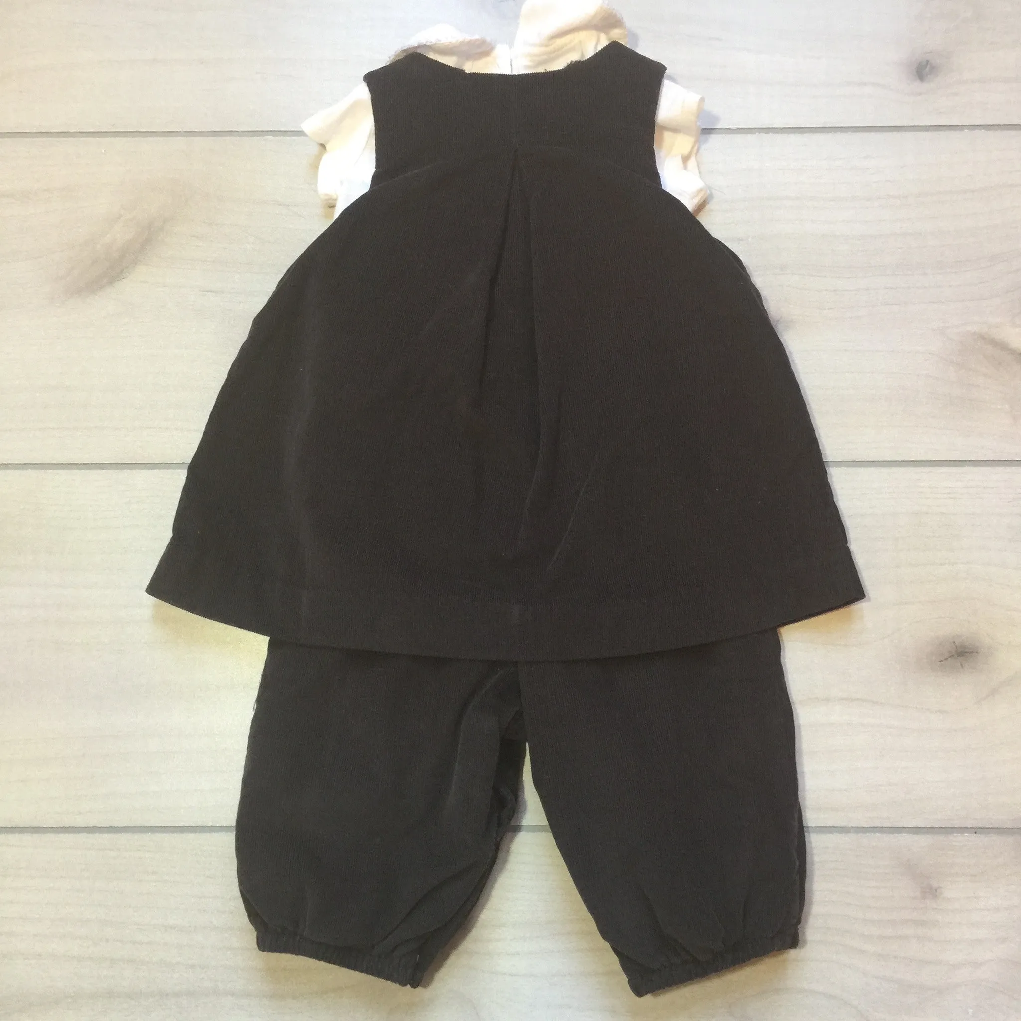 Jacadi Brown Brushed Velour Romper & Blouse