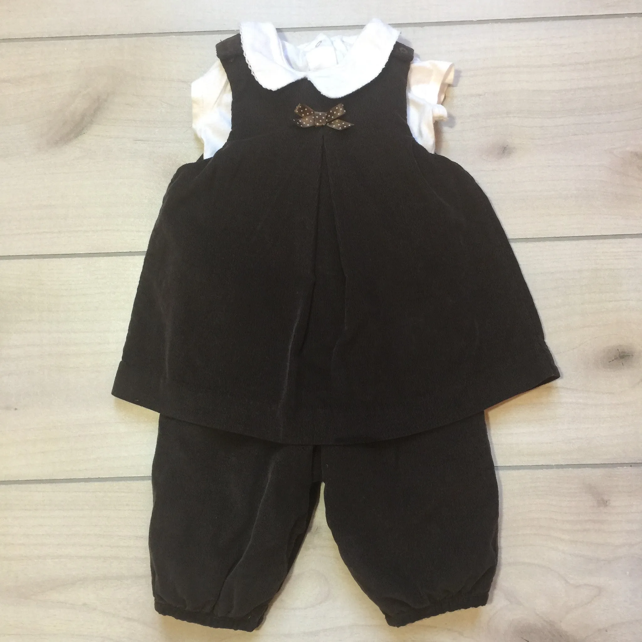 Jacadi Brown Brushed Velour Romper & Blouse