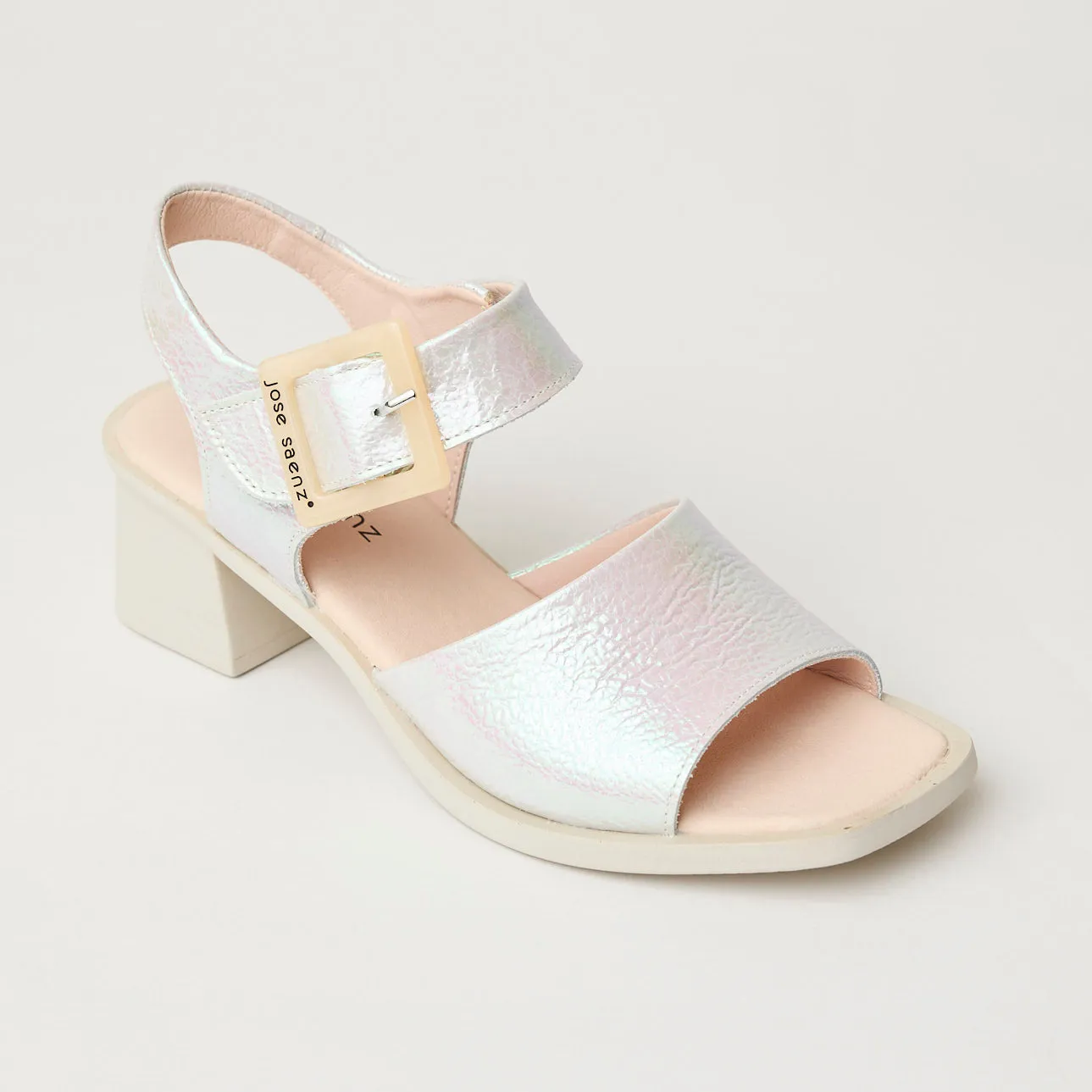Jose Saenz Pearlised Silver Leather Sandals