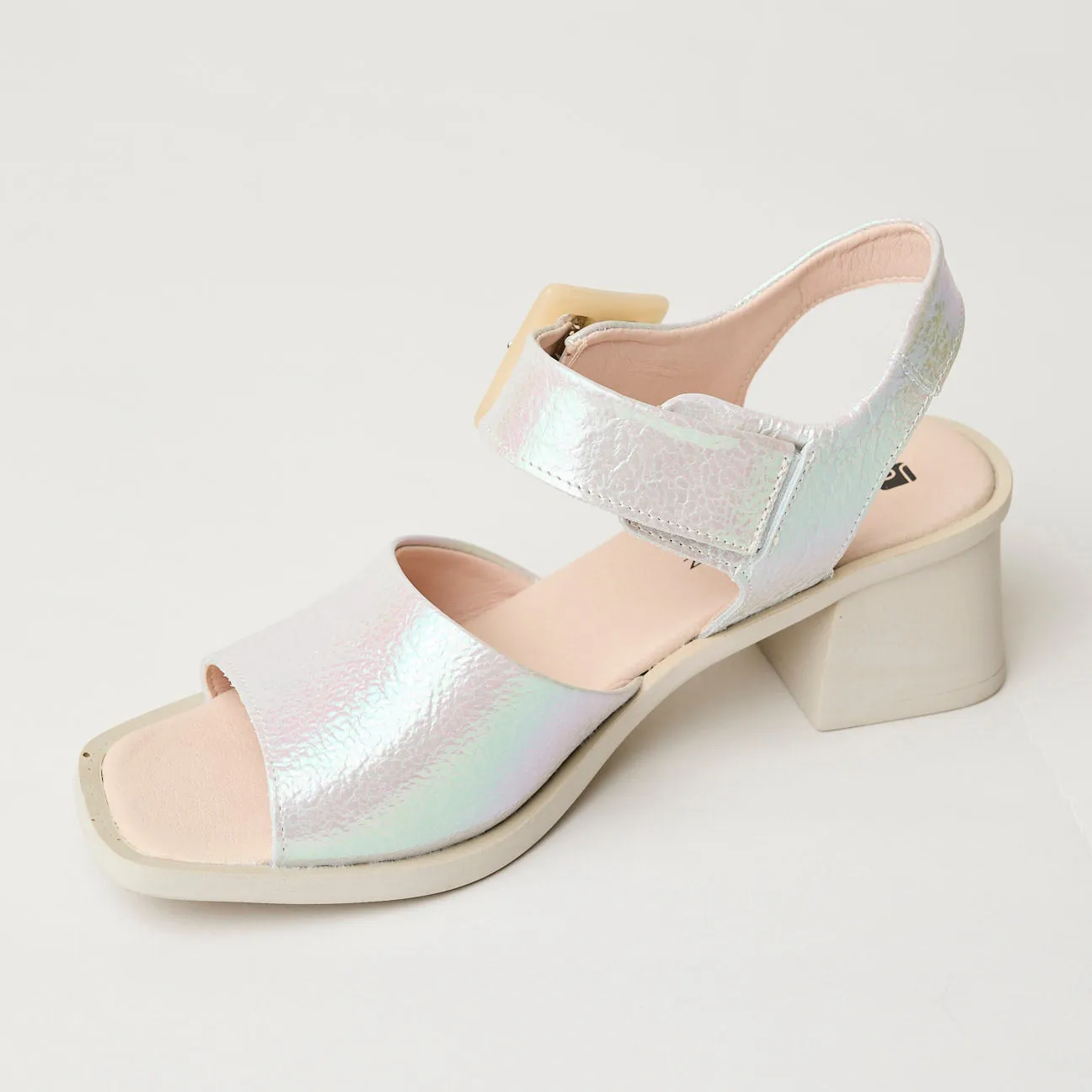 Jose Saenz Pearlised Silver Leather Sandals