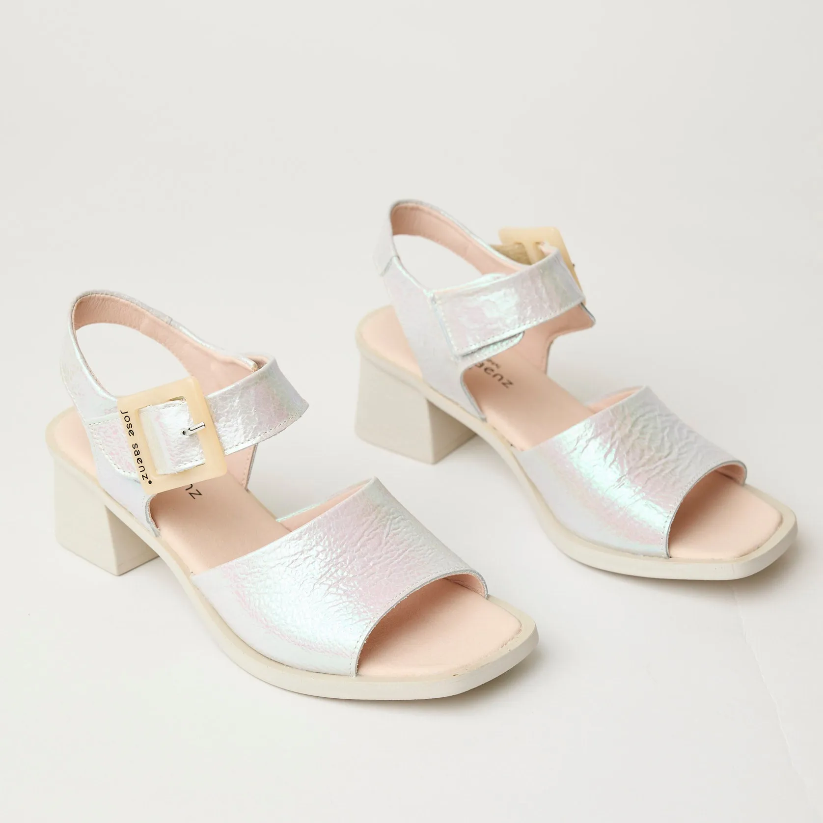 Jose Saenz Pearlised Silver Leather Sandals
