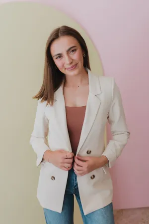 Just Right Oatmeal Double Button Blazer