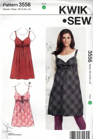 Kwik Sew 3556 Womens Shirred Back Empire Waisted Pullover Top & Tunic Out Of Print Sewing Pattern Size XS - XL UNCUT Factory Folded