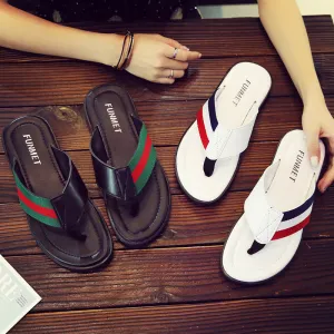 Leather Slippers Handmade PU Flip Flops Comfortable Breathable  Sandals