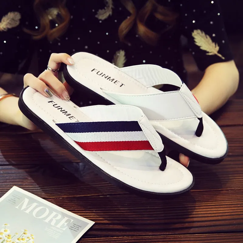 Leather Slippers Handmade PU Flip Flops Comfortable Breathable  Sandals