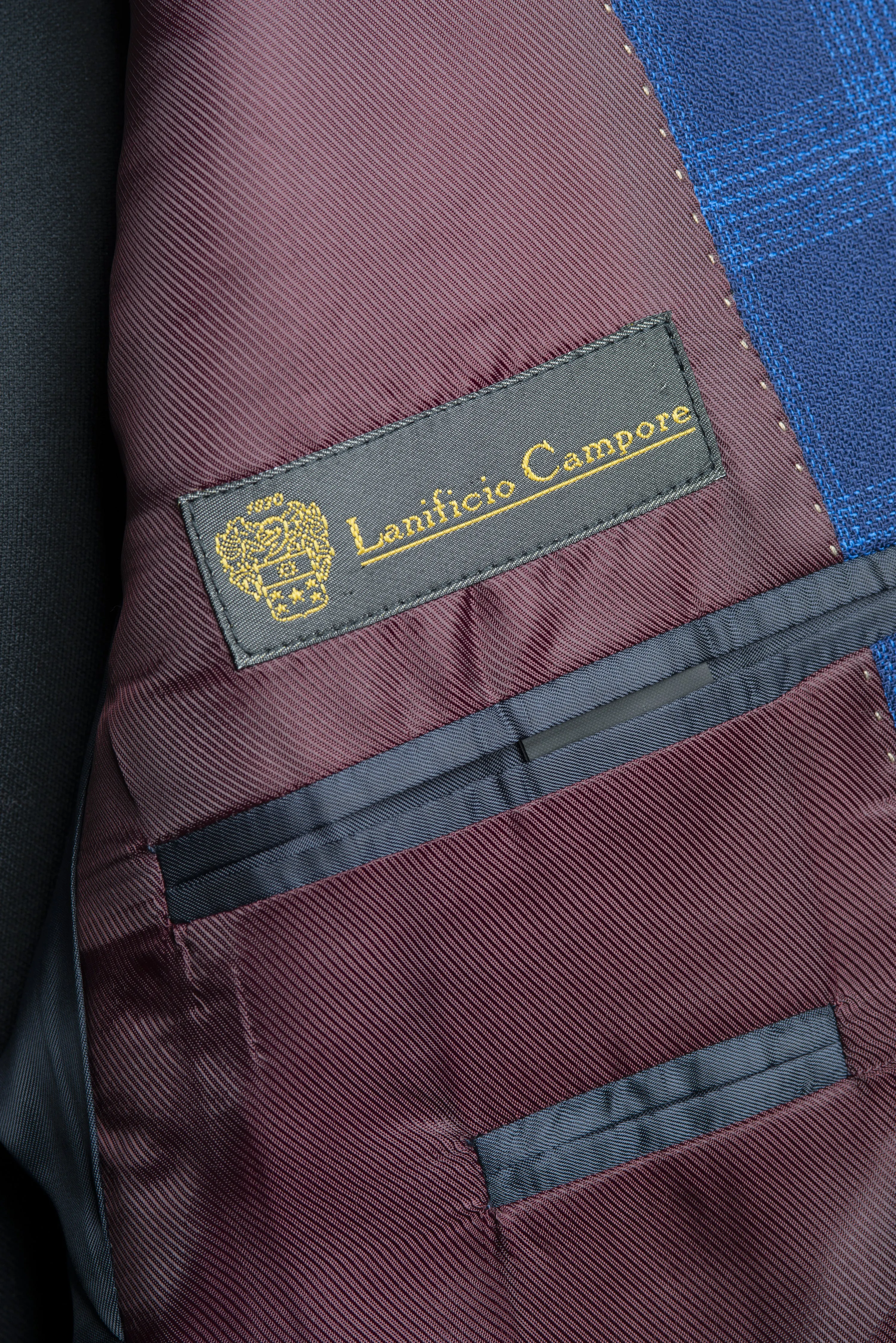 Light Blue/ Blue Prince of Wales Cool Wool Blazer by Campore
