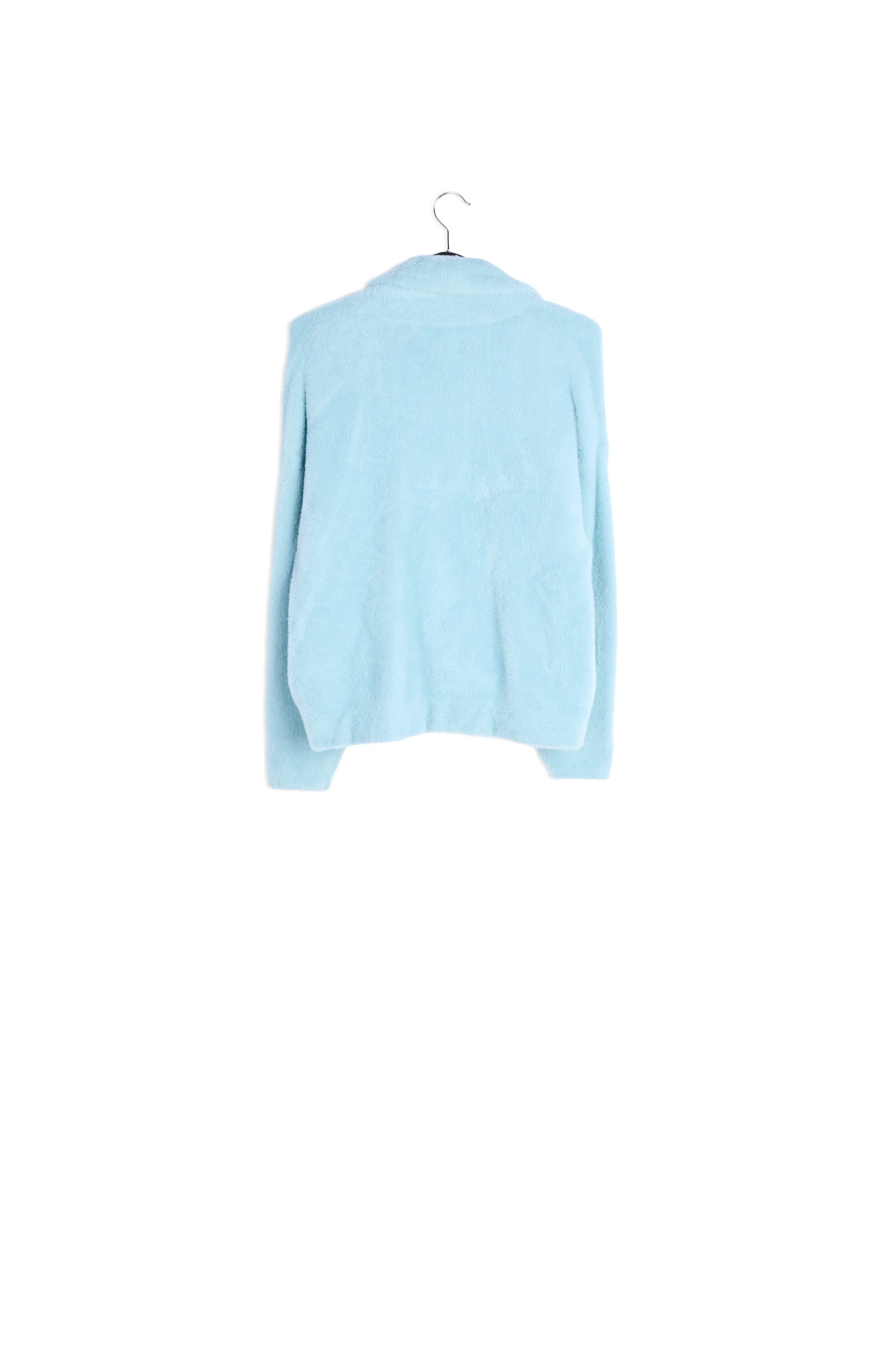 Light blue fuzzy knitted jacket
