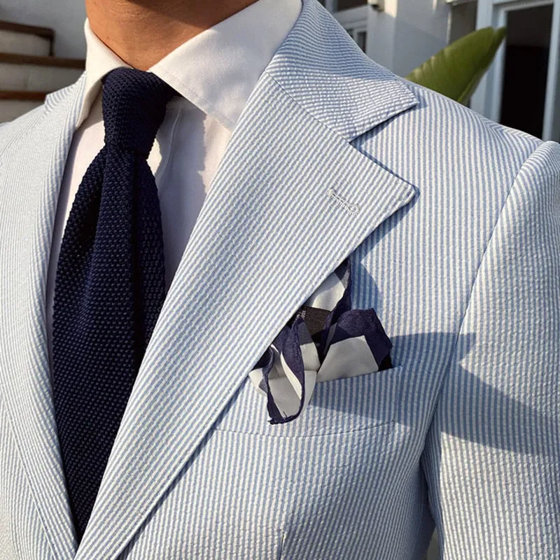 Light Blue Slim Fit Office Blazer