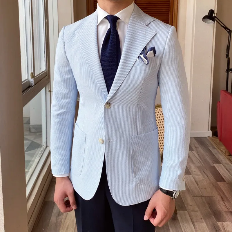 Light Blue Slim Fit Office Blazer