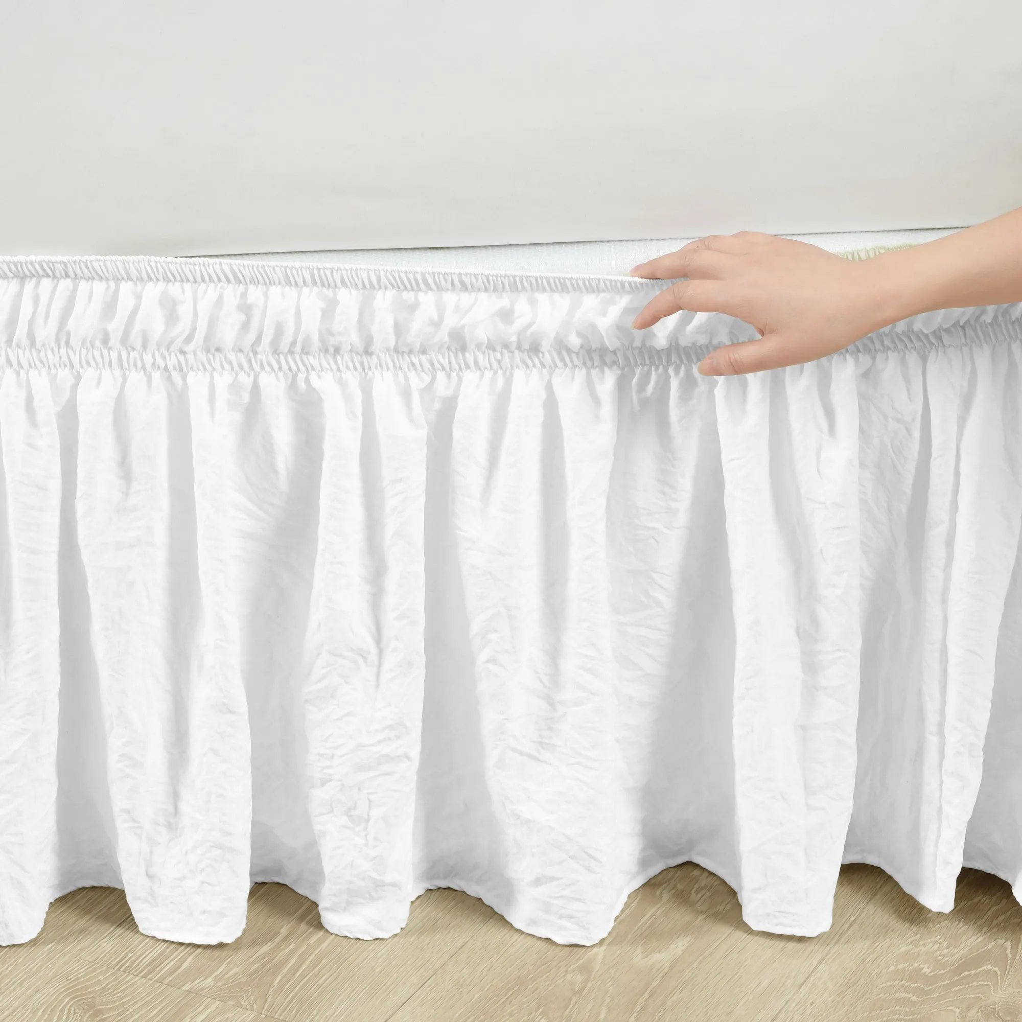Lush Décor Ruched Ruffle Elastic Easy Wrap Around Bed Skirt