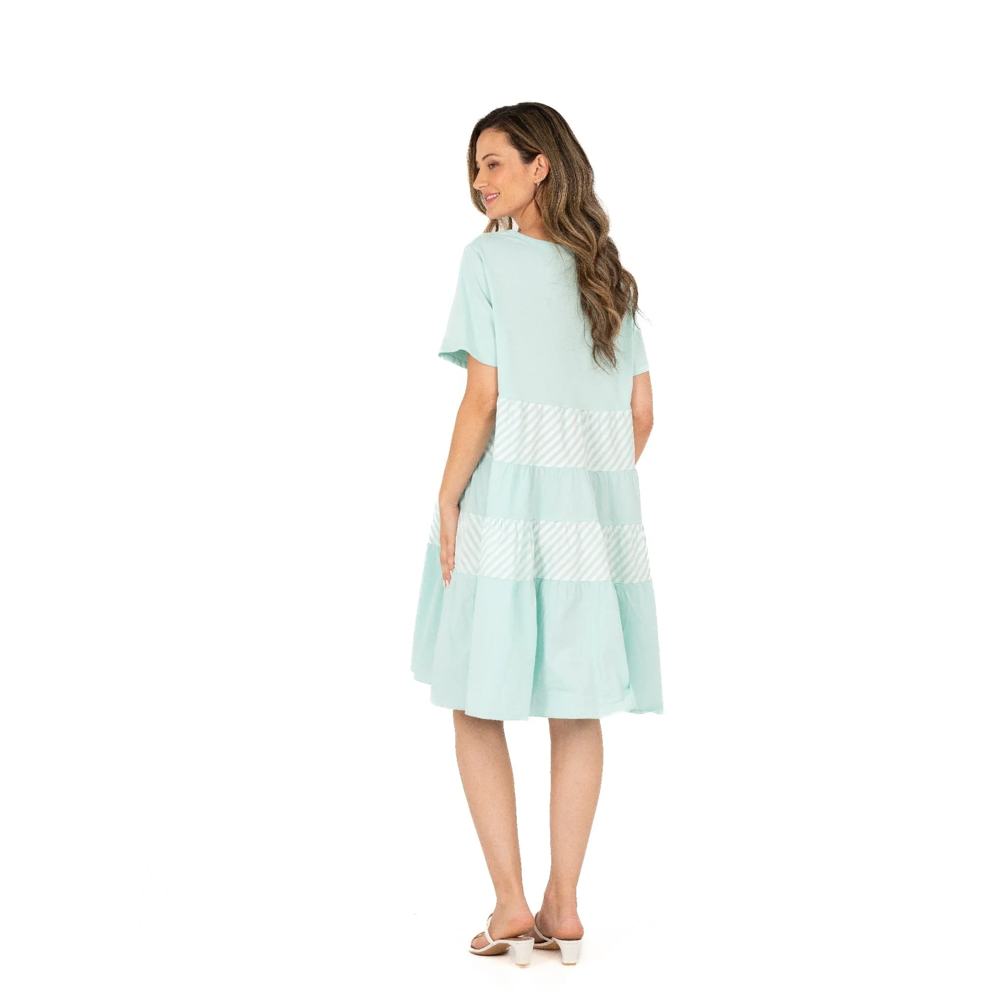 M Made in Italy  Women's Knit-Woven Combo Dress