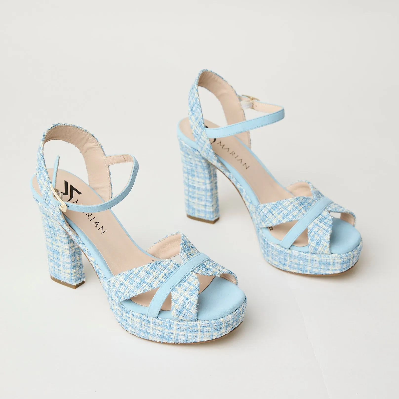 Marian Blue Check Platform Sandals