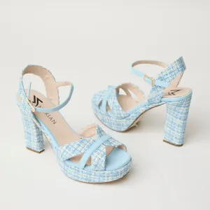 Marian Blue Check Platform Sandals