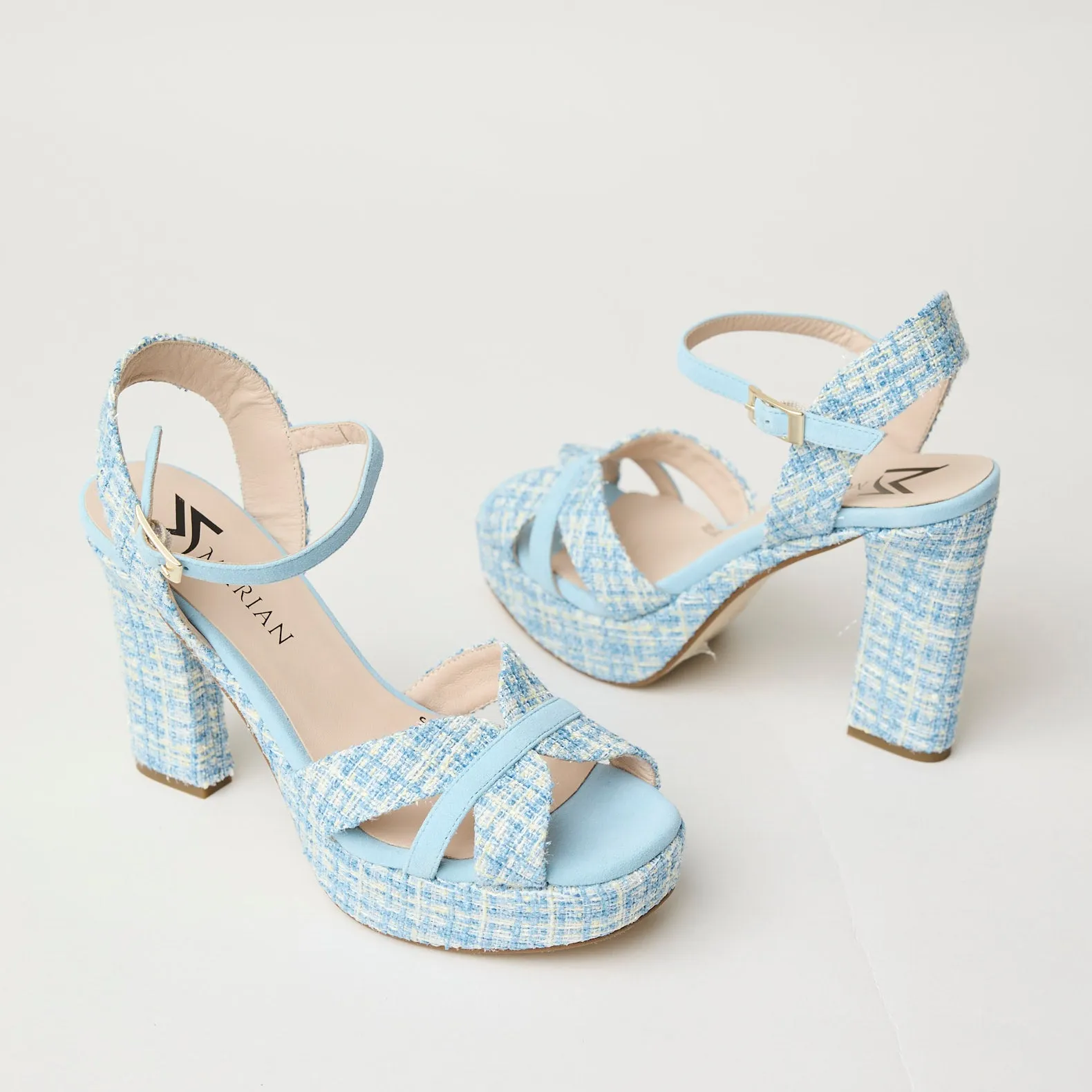 Marian Blue Check Platform Sandals
