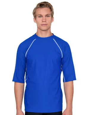 Men's  Chlorine Resistant Short Sleeve Rash Guard - Royal