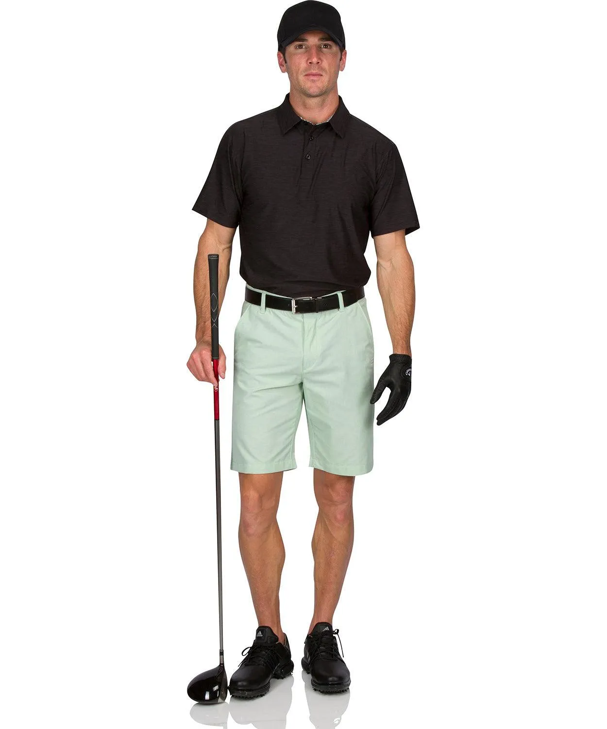 Mens Dry Fit Golf Shorts - Quick Dry Casual Chinos w/Elastic Waist, 10" Inseam