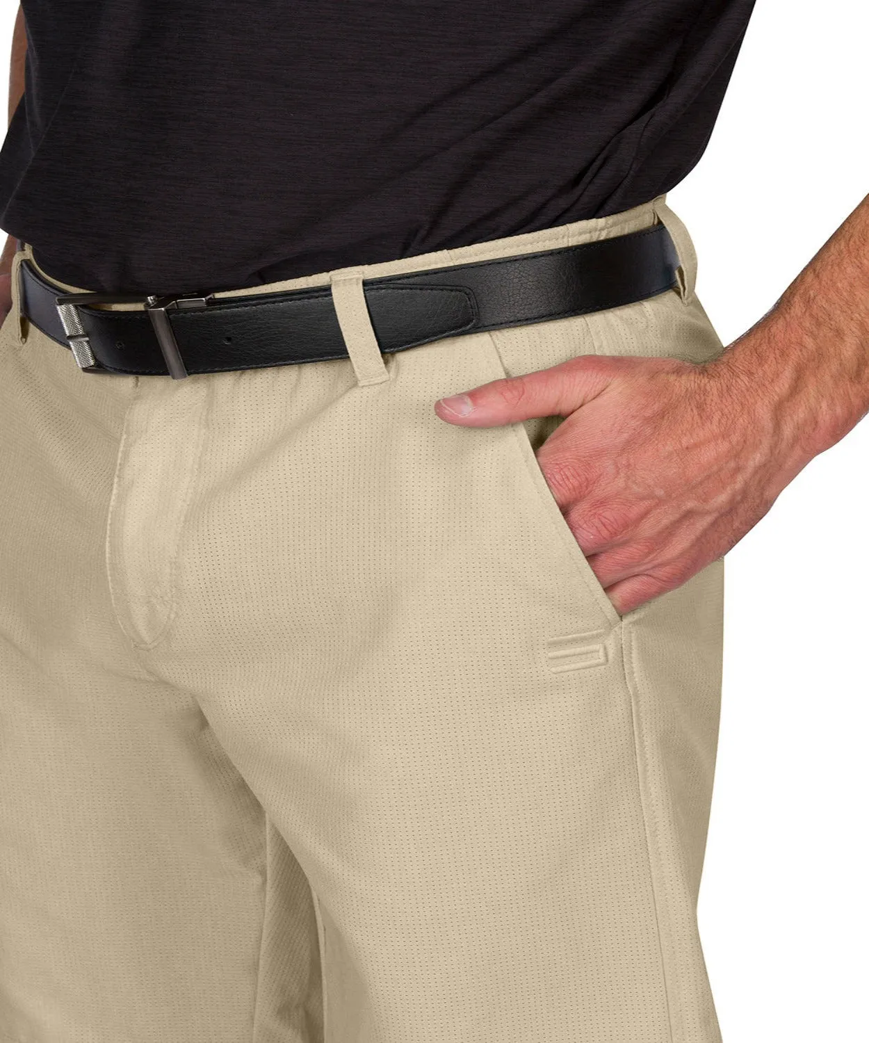 Mens Dry Fit Golf Shorts - Quick Dry Casual Chinos w/Elastic Waist, 10" Inseam