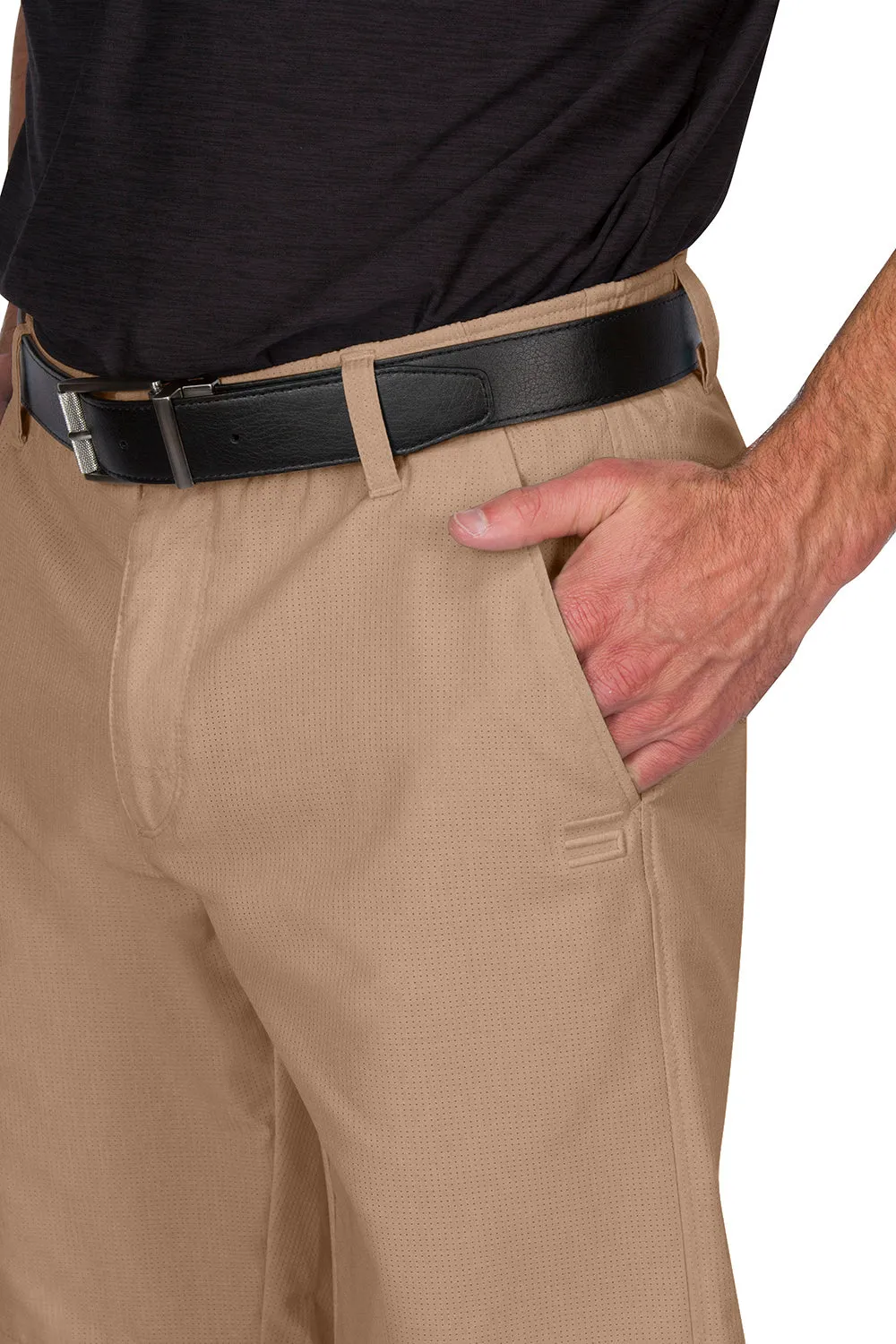 Mens Dry Fit Golf Shorts - Quick Dry Casual Chinos w/Elastic Waist, 10" Inseam