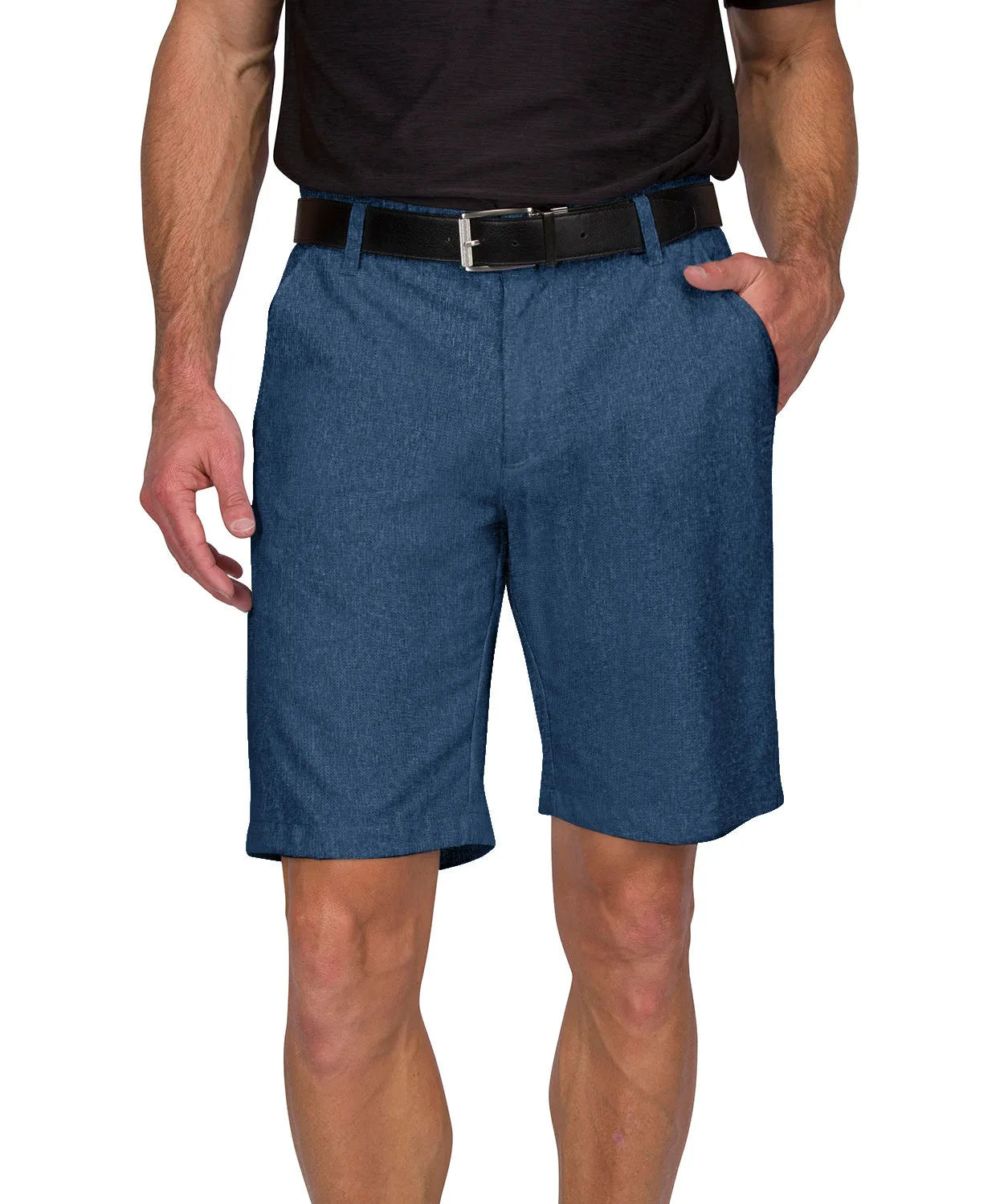 Mens Dry Fit Golf Shorts - Quick Dry Casual Chinos w/Elastic Waist, 10" Inseam