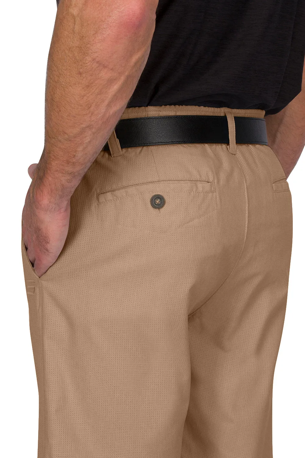 Mens Dry Fit Golf Shorts - Quick Dry Casual Chinos w/Elastic Waist, 10" Inseam