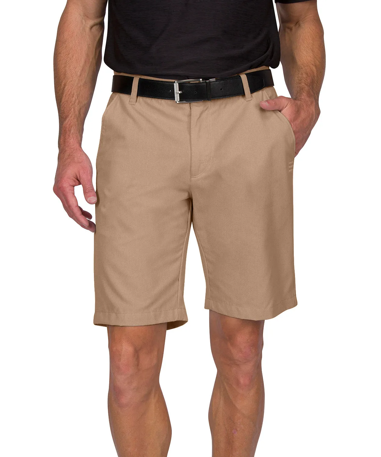 Mens Dry Fit Golf Shorts - Quick Dry Casual Chinos w/Elastic Waist, 10" Inseam
