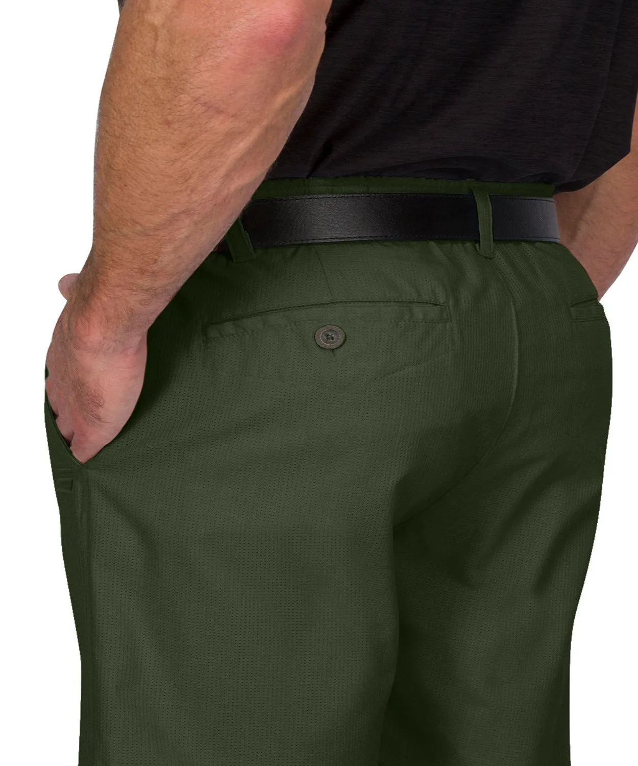 Mens Dry Fit Golf Shorts - Quick Dry Casual Chinos w/Elastic Waist, 10" Inseam