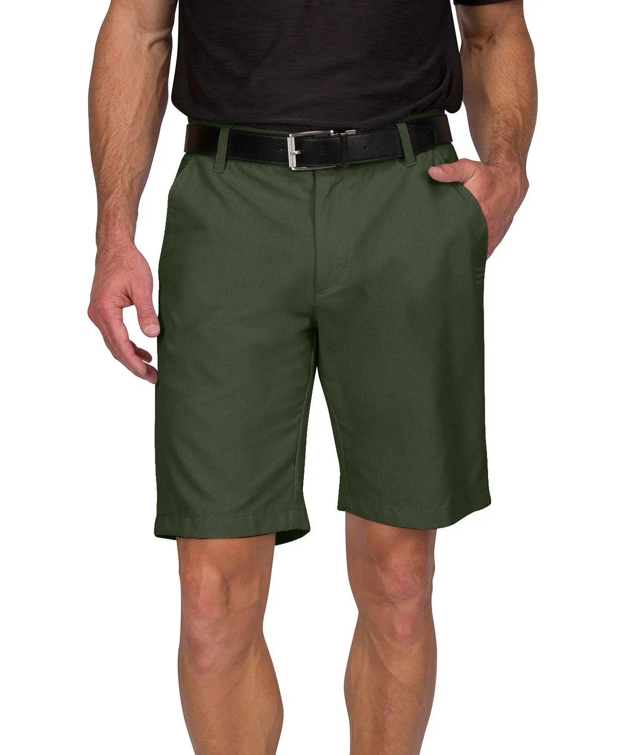 Mens Dry Fit Golf Shorts - Quick Dry Casual Chinos w/Elastic Waist, 10" Inseam