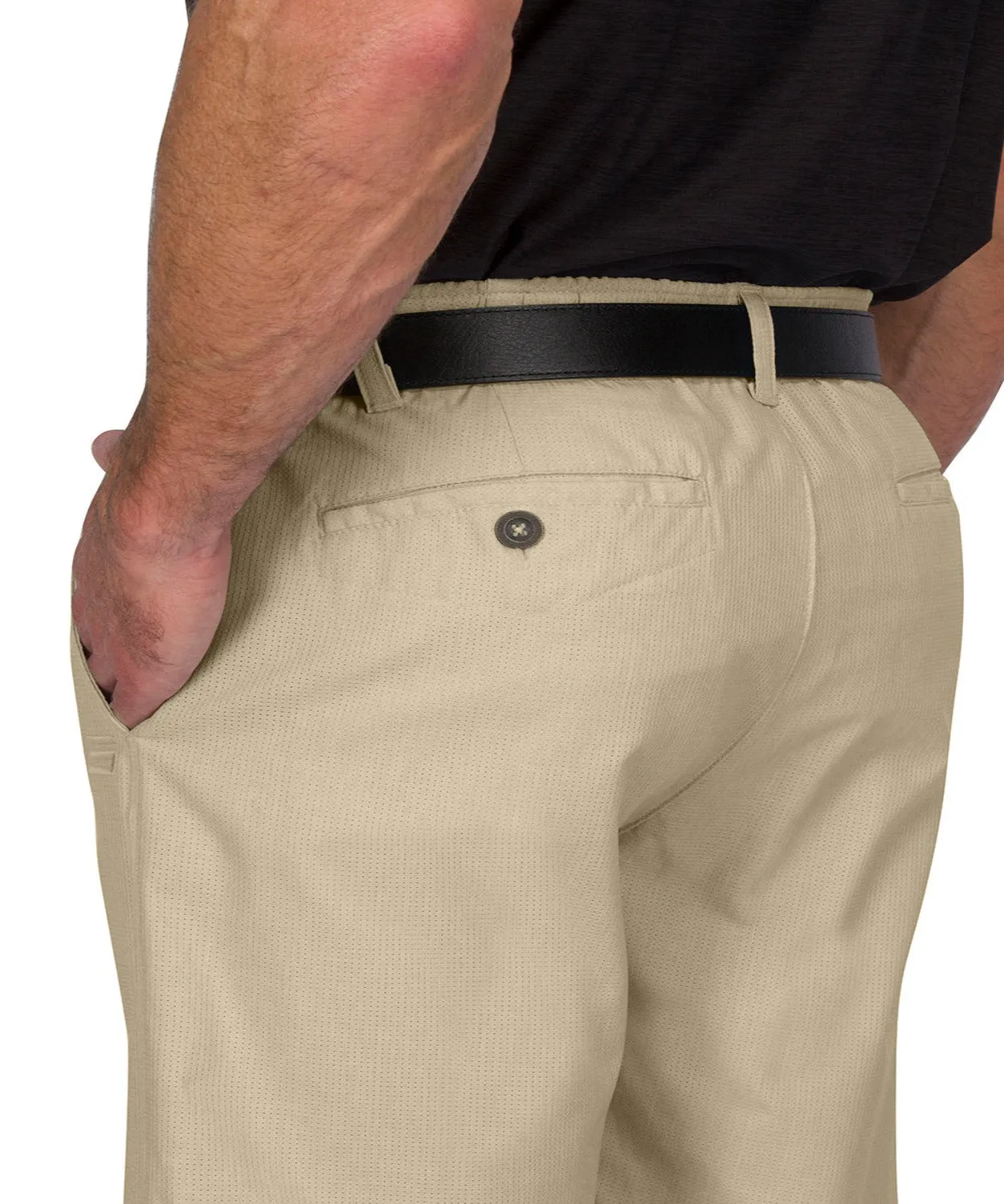 Mens Dry Fit Golf Shorts - Quick Dry Casual Chinos w/Elastic Waist, 10" Inseam
