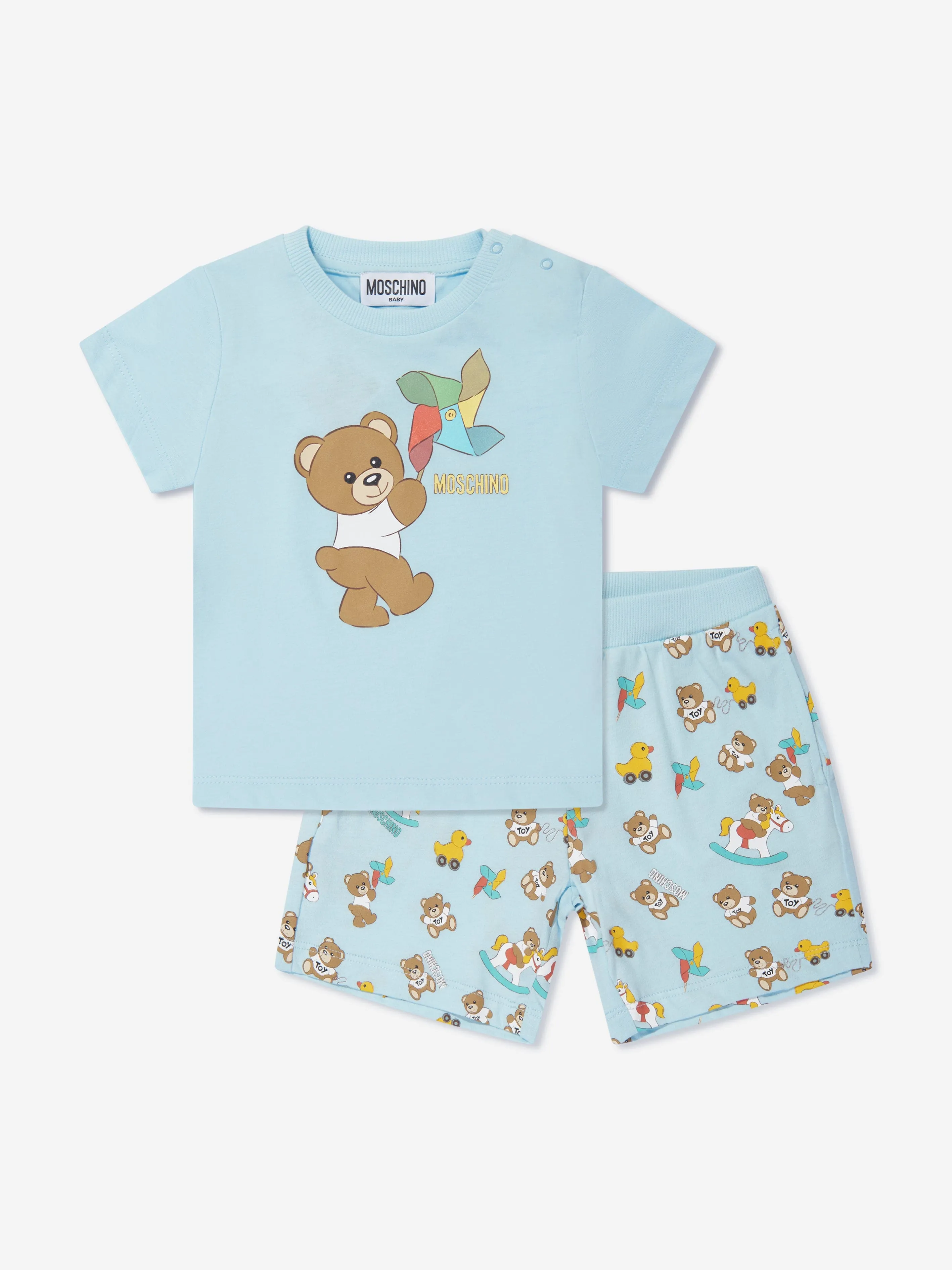 Moschino Baby Teddy Bear Short Set in Blue