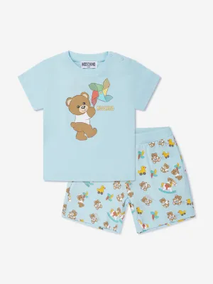 Moschino Baby Teddy Bear Short Set in Blue