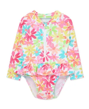 Multi Floral 1-Piece Rashguard Swimsuit (2T-4T)