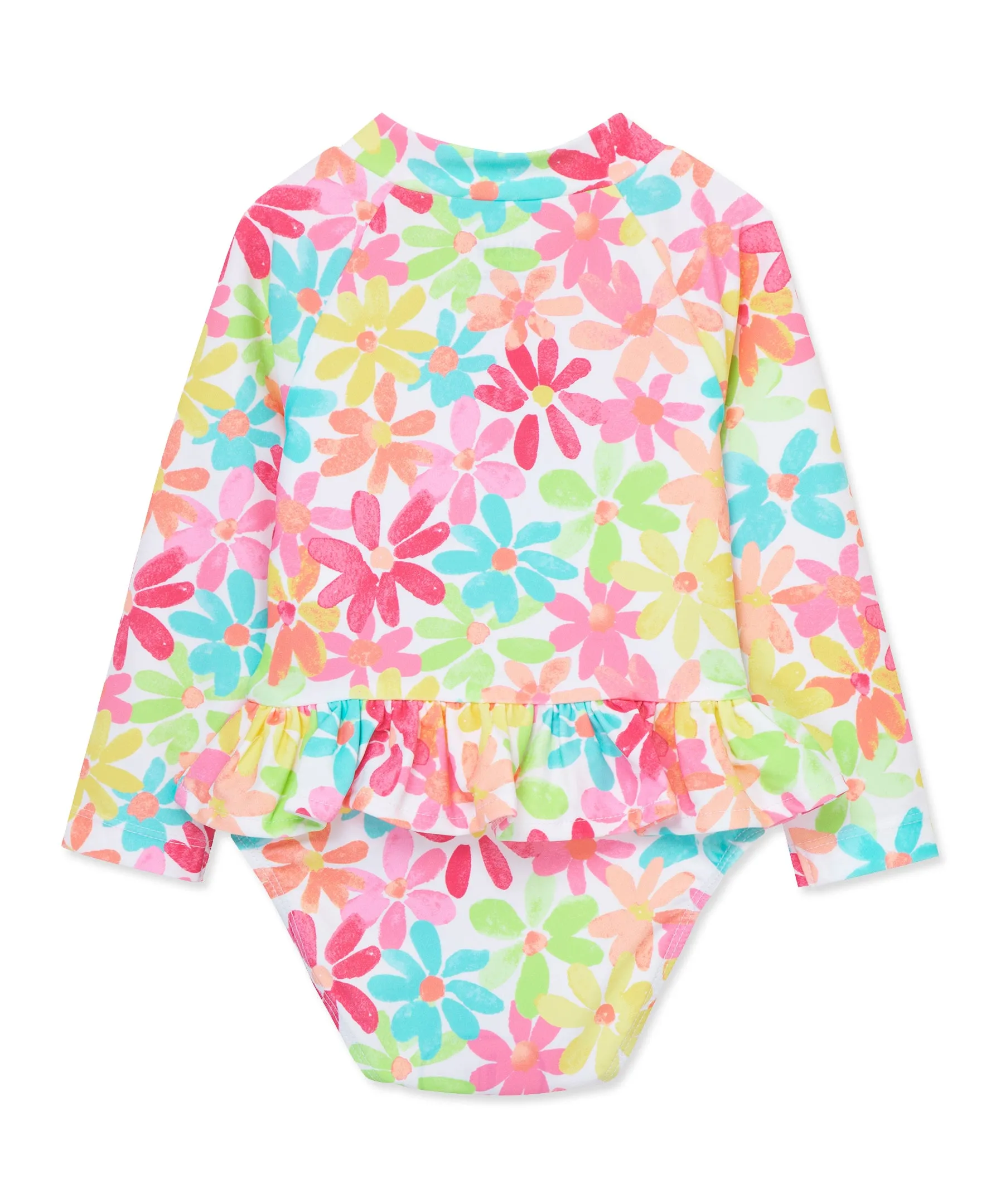 Multi Floral One-Piece Rashguard Swimsuit (2T-4T)