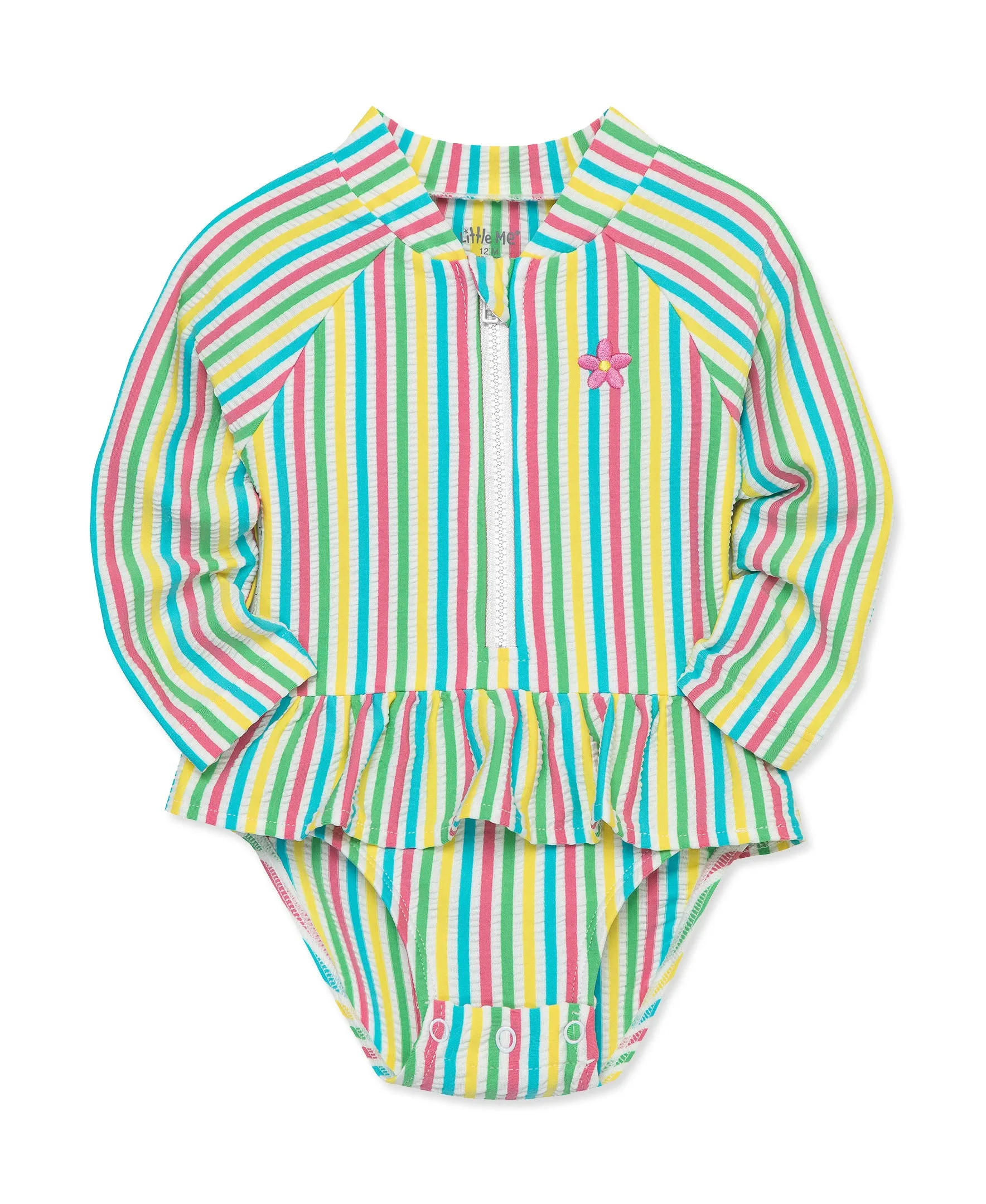 Multi Stripe One-Piece Infant Rashguard (6M-24M)