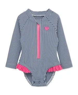Navy Stripe One-Piece Infant Rashguard (6M-24M)