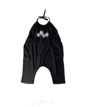 NOE X KAHIAU - Tribal Flower Keiki Black Halter Romper
