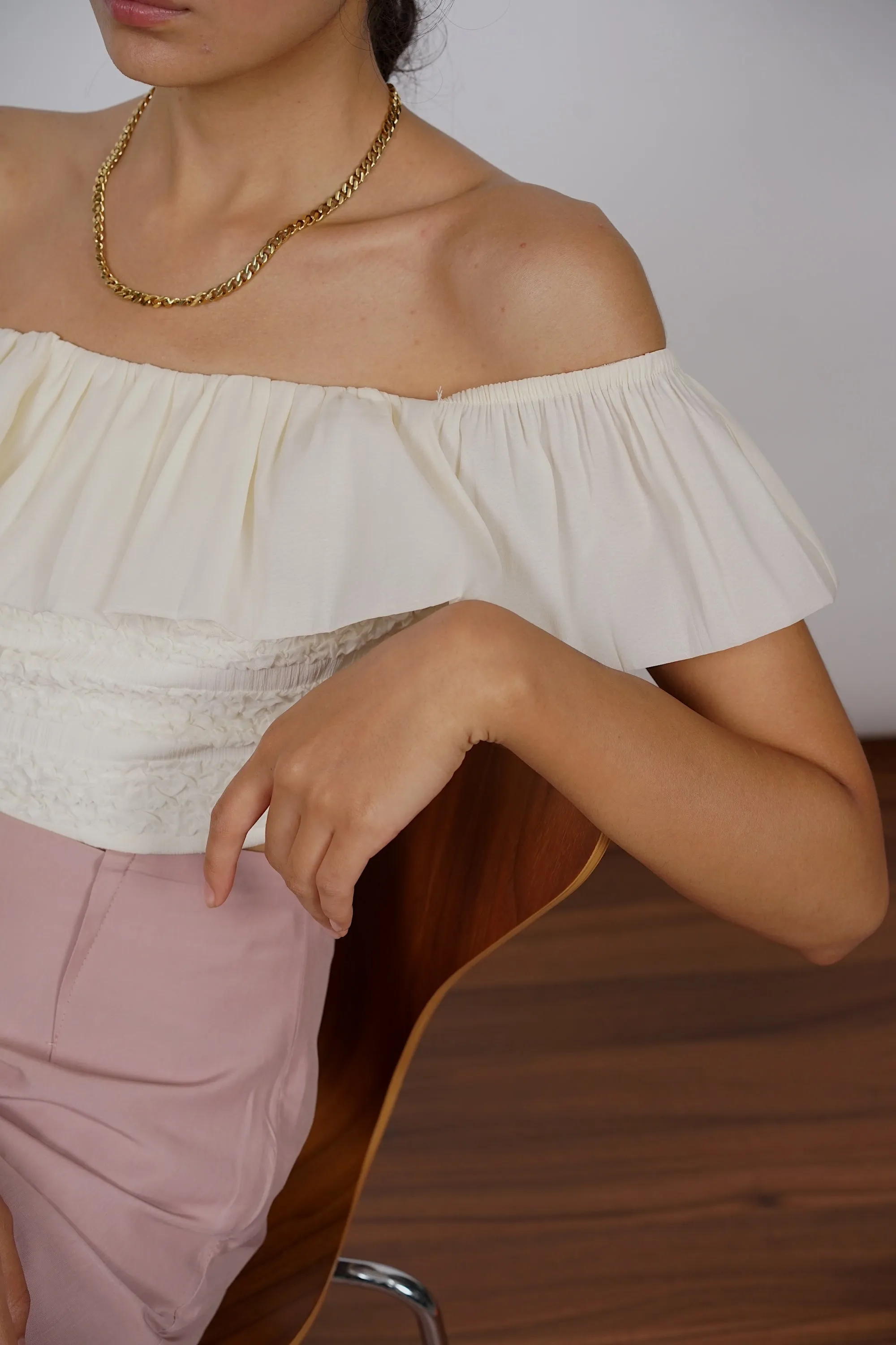 Off-Shoulder Top in Ecru