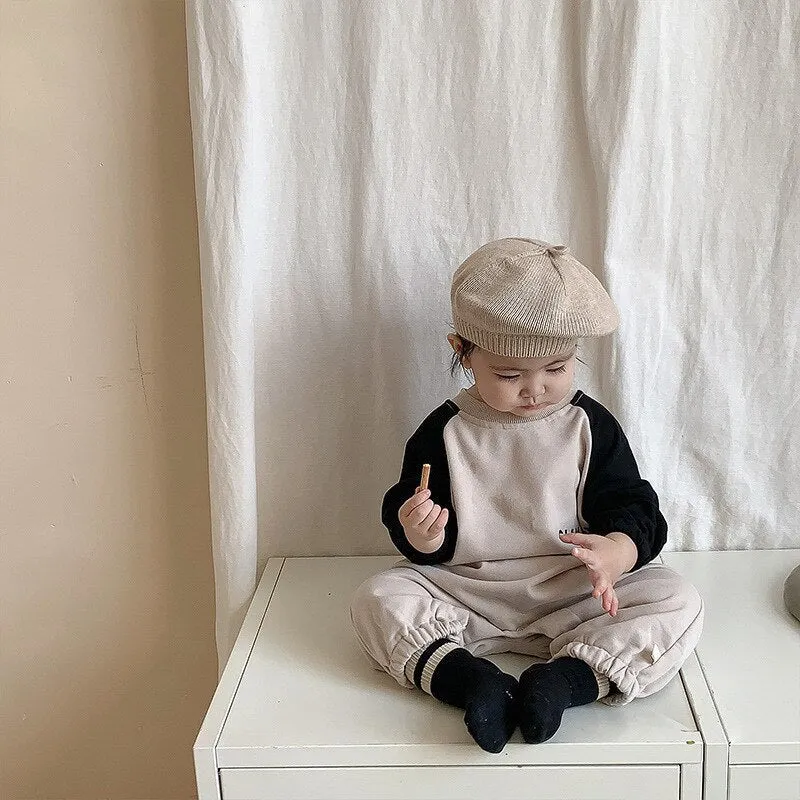 Olive Green and Black Long Sleeve Romper for Boys